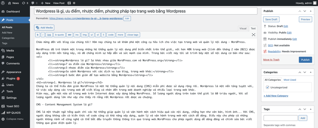 Màn hình chế độ Text Editor